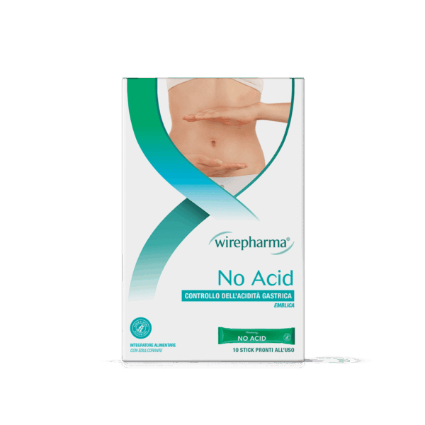 WIREPHARMA NO ACID INTEGRATORE ALIMENTARE PER IL CONTROLLO DELL'ACIDITÀ GASTRICA CON EMBLICA 10 STICK 150 ML.