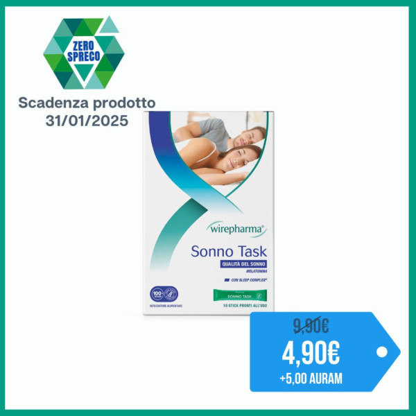 WIREPHARMA SONNO TASK INTEGRATORE ALIMENTARE PER LA QUALITÀ DEL SONNO CON MELATONINA 10 STICK 100 ML.