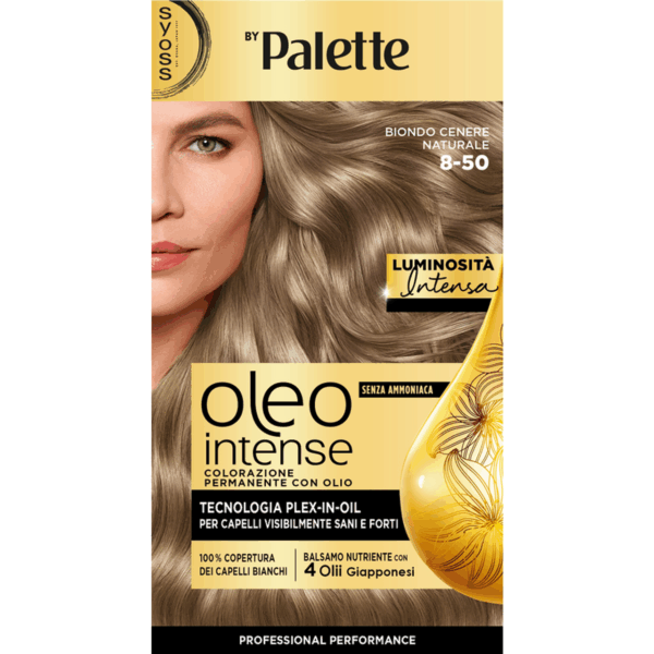 PALETTE OLEO INTENSE COLORAZIONE PERMANENTE CON OLIO 8-50 BIONDO CENERE NATURALE