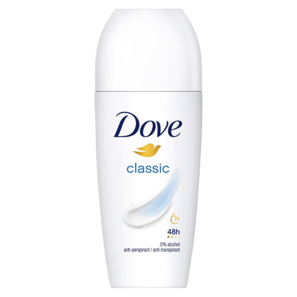 DOVE CLASSIC DEODORANTE ROLL ON SENZA ALCOL, ANTITRASPIRANTE, PROTEZIONE 48H 50 ML.
