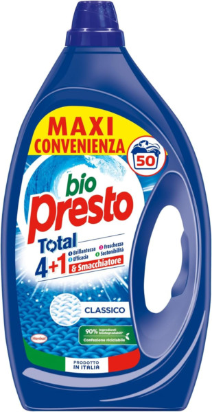 BIO PRESTO TOTAL 4+1 E SMACCHIATORE CLASSICO 50 LAVAGGI 2.5 LT.