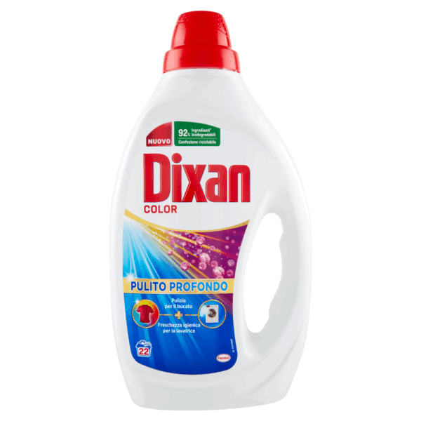 DIXAN LIQUIDO COLOR PULITO PROFONDO DETERSIVO PER LAVATRICE 22 LAVAGGI 990 ML.