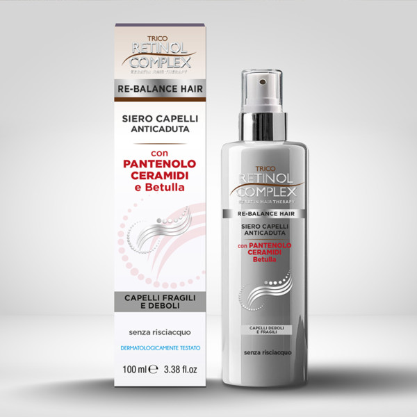 TRICO RETINOL COMPLEX SIERO CAPELLI ANTICADUTA CON PANTENOLO, CERAMIDI E BETULLA PER CAPELLI FRAGILI E DEBOLI 100 ML.