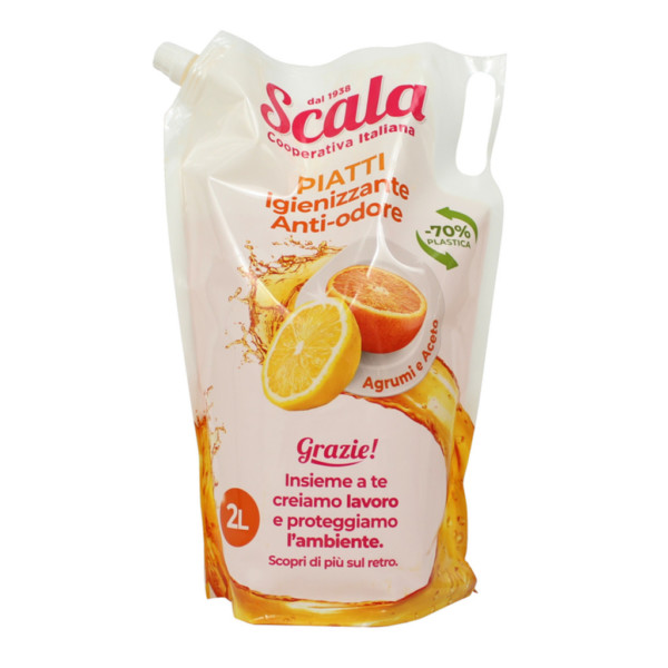 SCALA DETERSIVO PIATTI ECO RICARICA MAXI CONVENIENZA AGLI AGRUMI 2 LT.