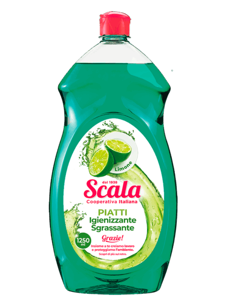SCALA DETERSIVO PIATTI IGIENIZZANTE E SGRASSANTE AL LIMONE 1250 ML.