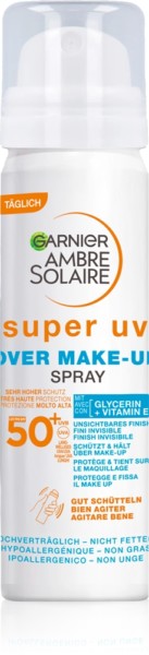 GARNIER AMBRE SOLAIRE OVER MAKEUP SUPER UV CON ACIDO IALURONICO SPF 50 75 ML.