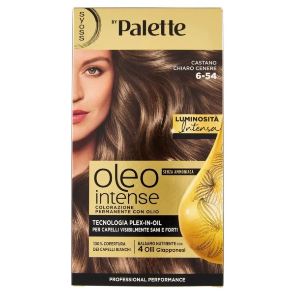 PALETTE OLEO INTENSE COLORAZIONE PERMANENTE CON OLIO 6-54 CASTANO CHIARO CENERE